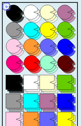 Palette showing three stacked reps (stack level 3)